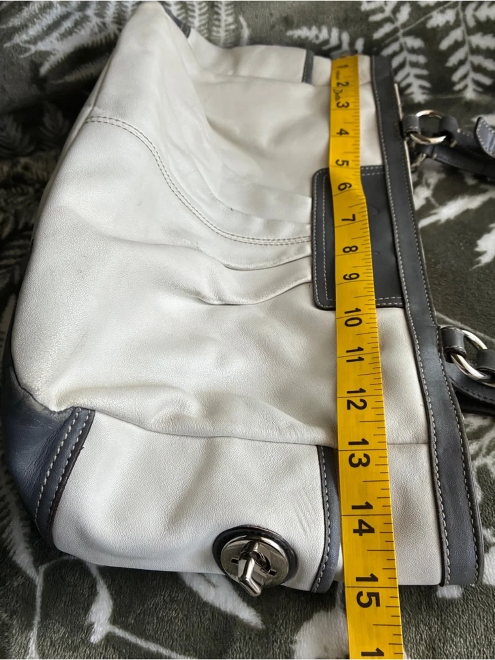Coach Two-Tone Leather Shoulder Bag in Light Gray and white - Picture 4 of 16